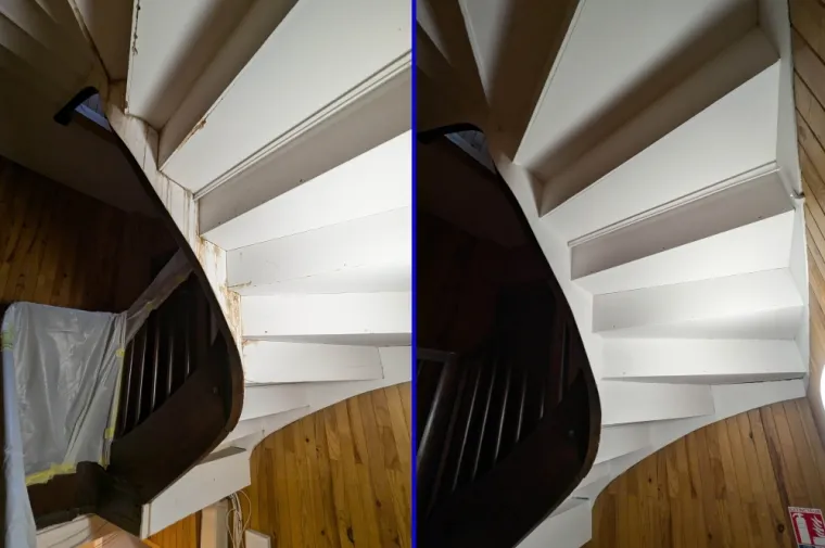 Rénovation de la sous-face en bois d'une montée d'escalier en copropriété à Chambéry
